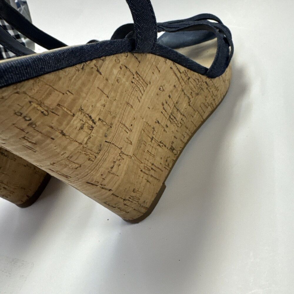 Jessica Simpson  Denim & Cork Wedge Sandals Blue Size 9 Strappy Cork. - Picture 6 of 9